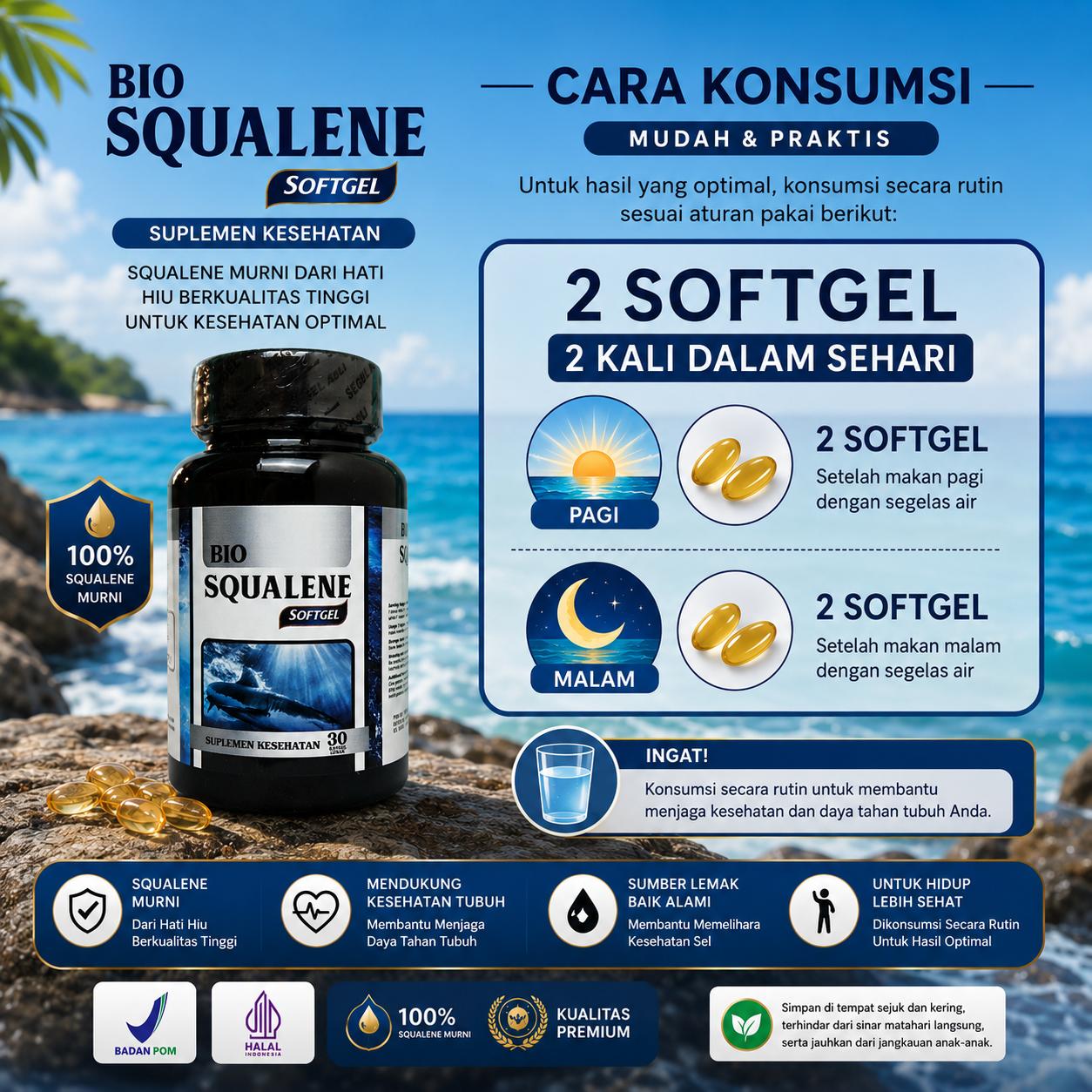 Bio Squalene 30 Softgel Original Obat Sperma Pria Penyubur Sperma Sedikit Kurang Banyak Pengental Air Mani Encer Penambah Jumlah Sel Sperma Meningkatkan Kualitas Gerakan Sperma Lebih Cepat Nyembur Sudah Halal BPOM 5