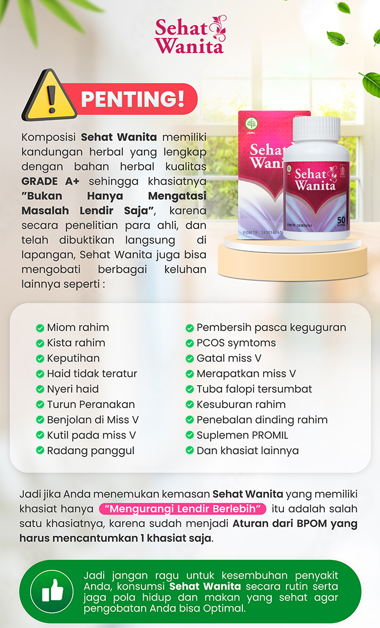 Obat keputihan Sehat Wanita Original Herbal Pelancaran Menstruasi Obat Benjolan Miss V Kista Bartholin Miom PCOS Endometriosis Ovarium Nyeri Saat Haid Radang Panggul Tuba Falopi Tersumbat Gurah Rahim Turun Peranakan Kanker Serviks 2